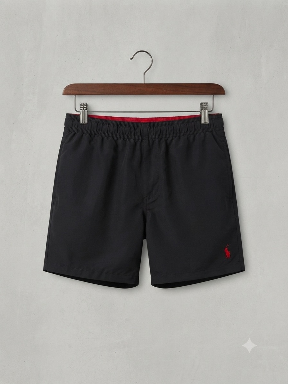 Polo by Ralph Lauren Black Swim Trunks with Red Logo